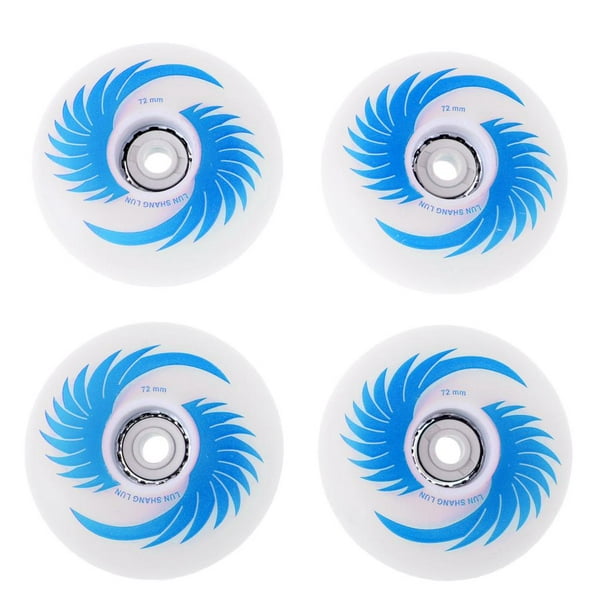 4pcs Replacement Light Up Roller Skates Wheels PU 88A Skating Tool 76mm Blue